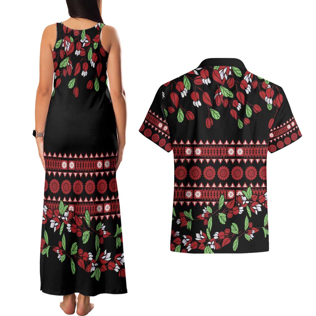 Fiji Masi Bula Tagimoucia Flowers Couples Matching Tank Maxi Dress and Hawaiian Shirt LT9 - Polynesian Pride