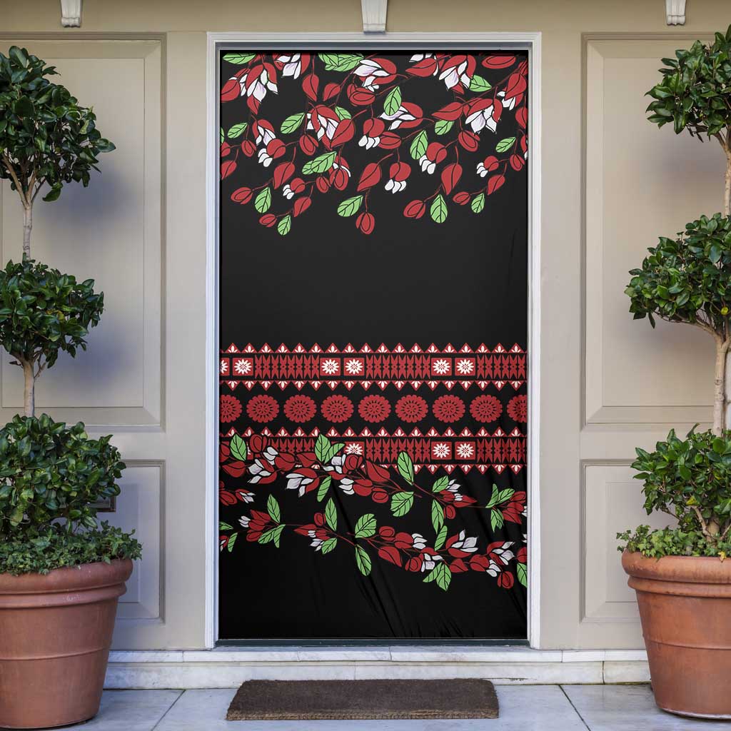 Fiji Masi Bula Tagimoucia Flowers Door Cover LT9 Red - Polynesian Pride