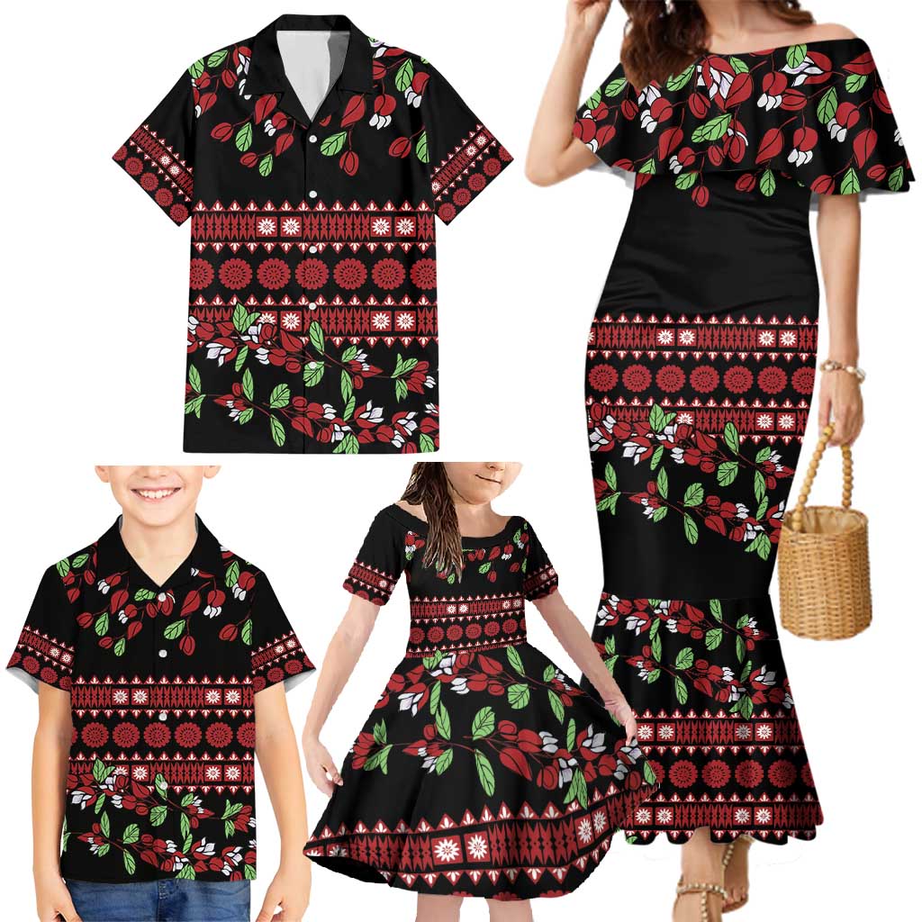Fiji Masi Bula Tagimoucia Flowers Family Matching Mermaid Dress and Hawaiian Shirt LT9 - Polynesian Pride
