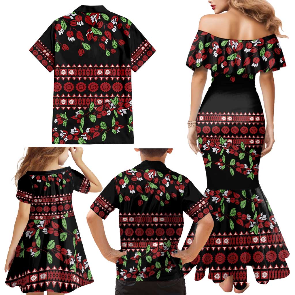 Fiji Masi Bula Tagimoucia Flowers Family Matching Mermaid Dress and Hawaiian Shirt LT9 - Polynesian Pride