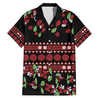 Fiji Masi Bula Tagimoucia Flowers Family Matching Mermaid Dress and Hawaiian Shirt LT9 Dad's Shirt - Short Sleeve Red - Polynesian Pride