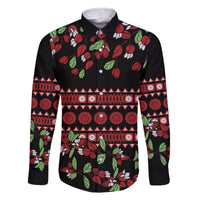Fiji Masi Bula Tagimoucia Flowers Family Matching Off The Shoulder Long Sleeve Dress and Hawaiian Shirt LT9 Dad's Shirt - Long Sleeve Red - Polynesian Pride