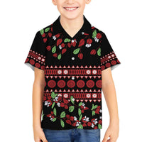Fiji Masi Bula Tagimoucia Flowers Family Matching Off The Shoulder Long Sleeve Dress and Hawaiian Shirt LT9 Son's Shirt Red - Polynesian Pride