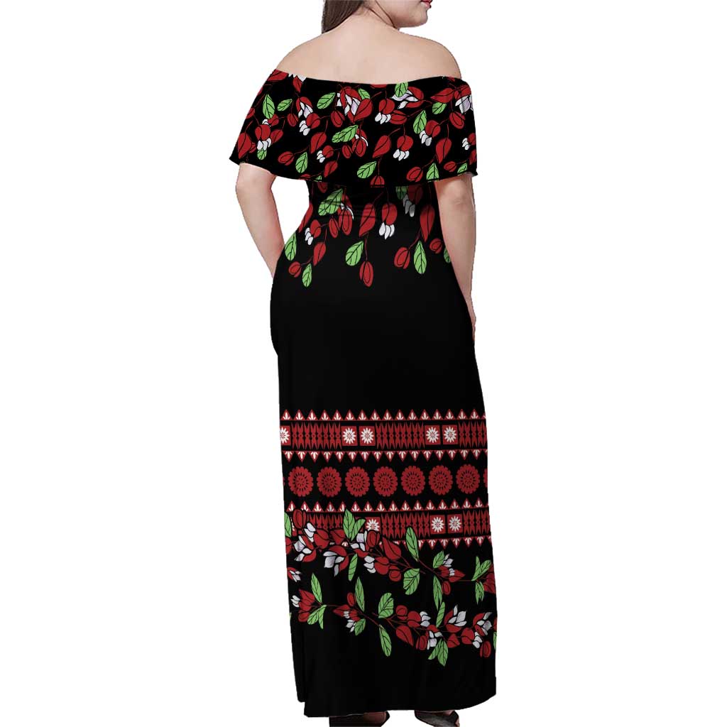 Fiji Masi Bula Tagimoucia Flowers Family Matching Off Shoulder Maxi Dress and Hawaiian Shirt LT9 - Polynesian Pride