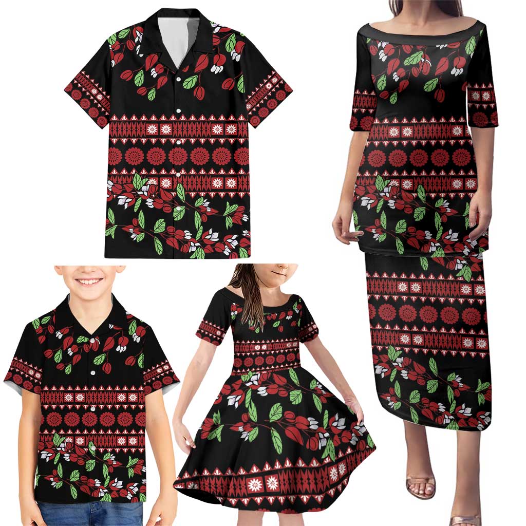 Fiji Masi Bula Tagimoucia Flowers Family Matching Puletasi and Hawaiian Shirt LT9 - Polynesian Pride