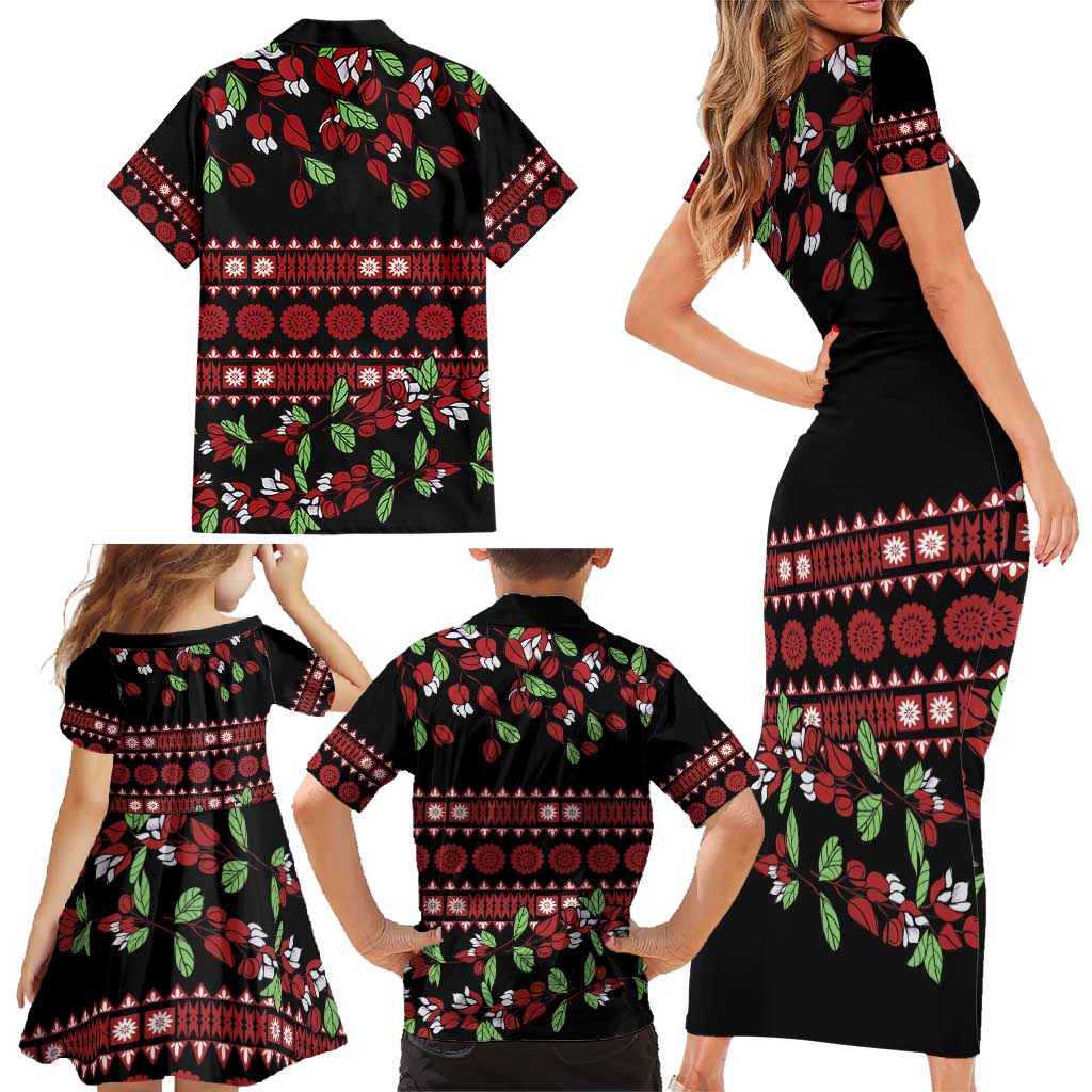Fiji Masi Bula Tagimoucia Flowers Family Matching Short Sleeve Bodycon Dress and Hawaiian Shirt LT9 - Polynesian Pride