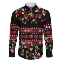 Fiji Masi Bula Tagimoucia Flowers Family Matching Short Sleeve Bodycon Dress and Hawaiian Shirt LT9 Dad's Shirt - Long Sleeve Red - Polynesian Pride