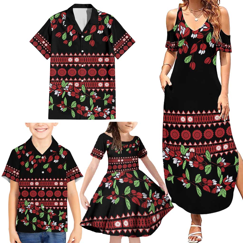 Fiji Masi Bula Tagimoucia Flowers Family Matching Summer Maxi Dress and Hawaiian Shirt LT9 - Polynesian Pride