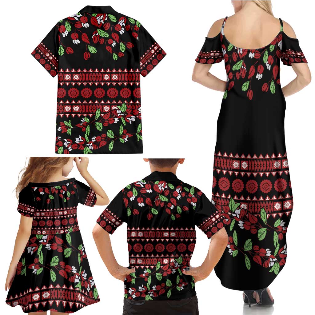 Fiji Masi Bula Tagimoucia Flowers Family Matching Summer Maxi Dress and Hawaiian Shirt LT9 - Polynesian Pride