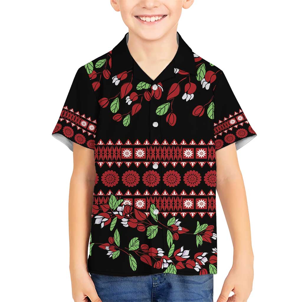 Fiji Masi Bula Tagimoucia Flowers Kid Hawaiian Shirt LT9 Kid Red - Polynesian Pride