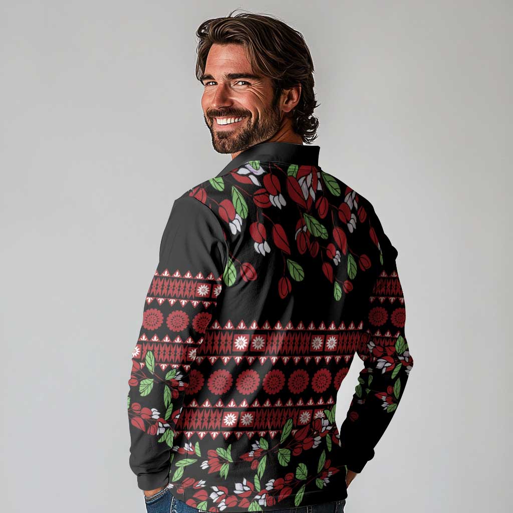 Fiji Masi Bula Tagimoucia Flowers Long Sleeve Polo Shirt
