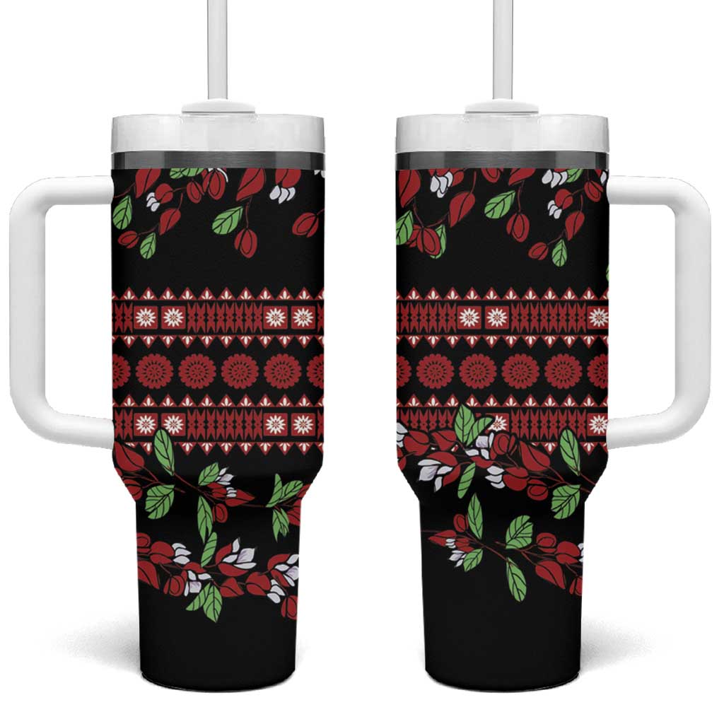 Fiji Masi Bula Tagimoucia Flowers Tumbler With Handle LT9 One Size: 40 oz Red - Polynesian Pride