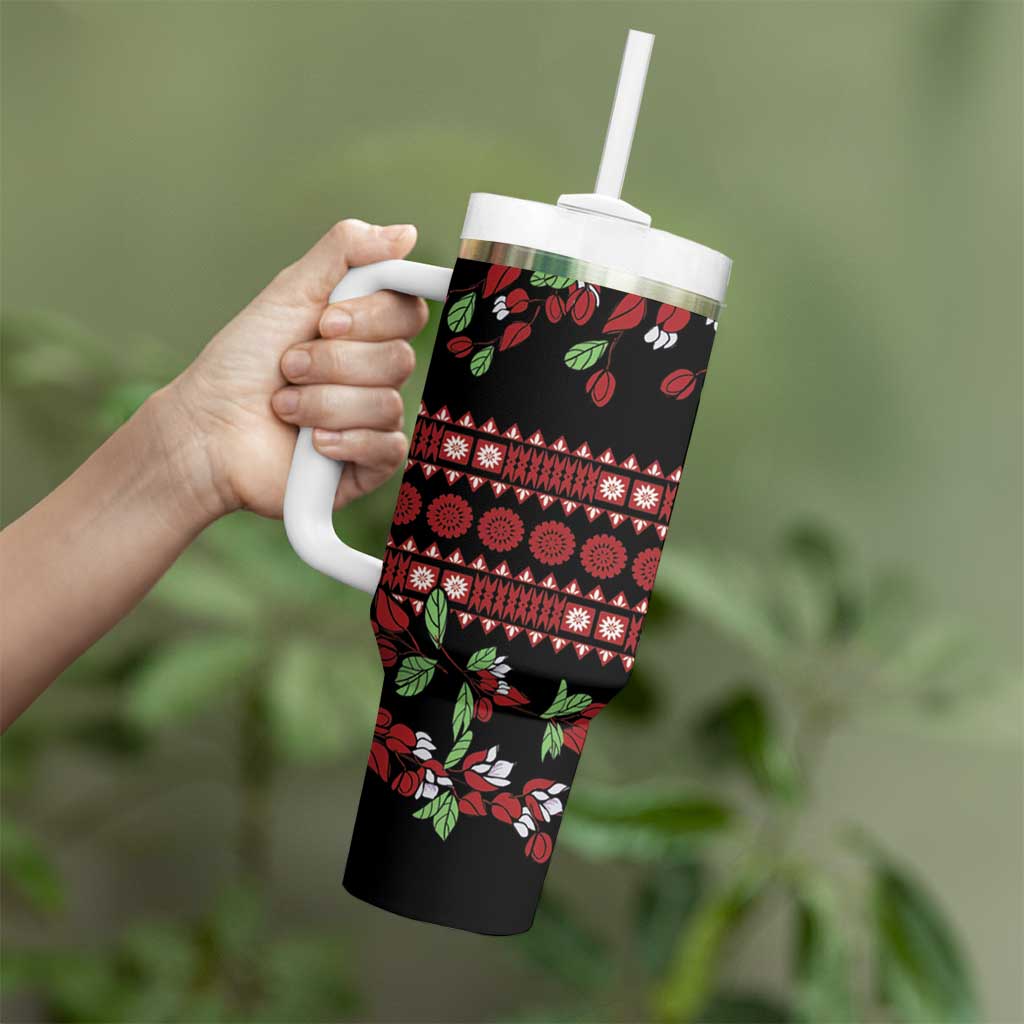 Fiji Masi Bula Tagimoucia Flowers Tumbler With Handle LT9 - Polynesian Pride