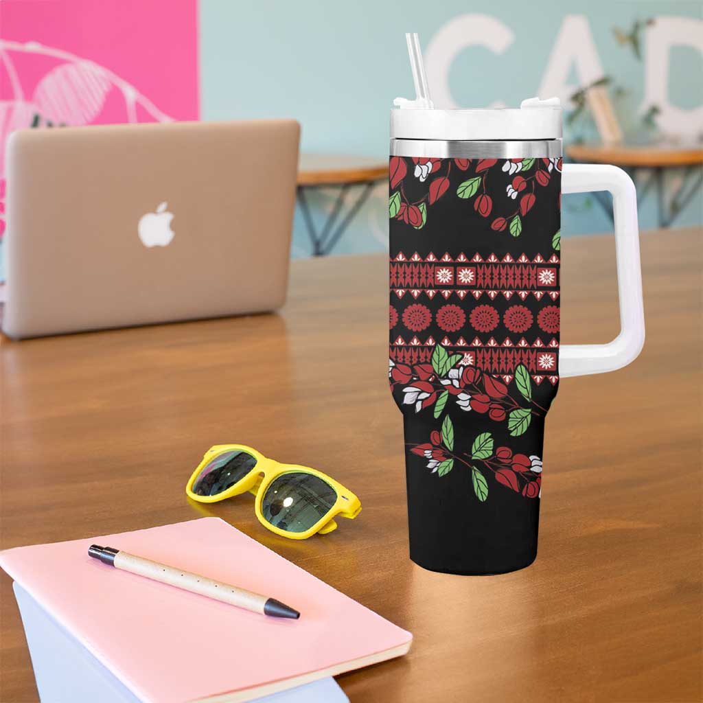 Fiji Masi Bula Tagimoucia Flowers Tumbler With Handle LT9 - Polynesian Pride