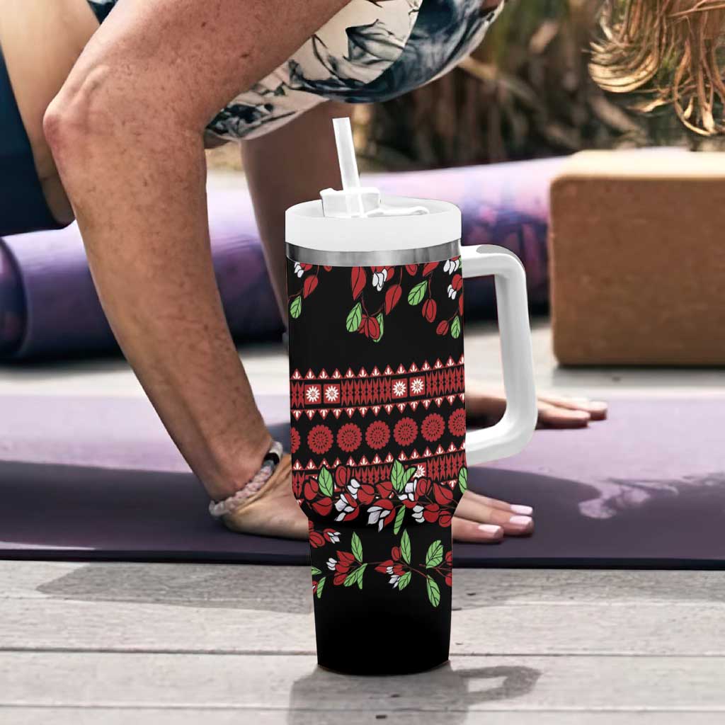Fiji Masi Bula Tagimoucia Flowers Tumbler With Handle LT9 - Polynesian Pride