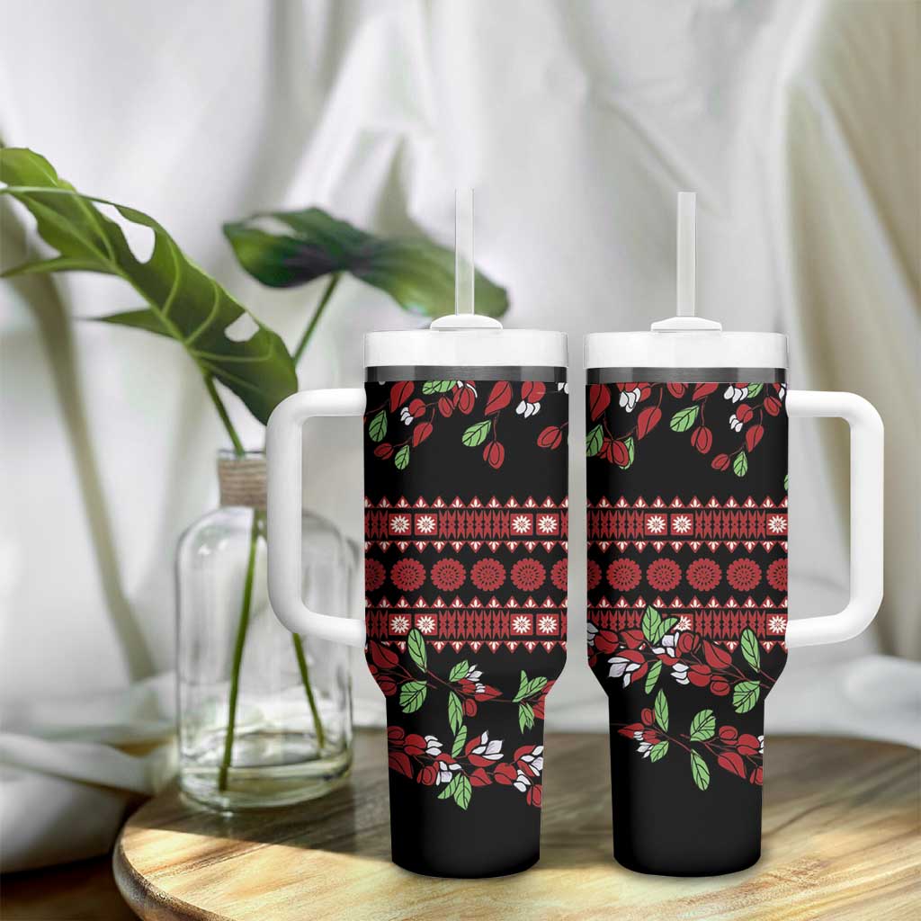 Fiji Masi Bula Tagimoucia Flowers Tumbler With Handle LT9 - Polynesian Pride