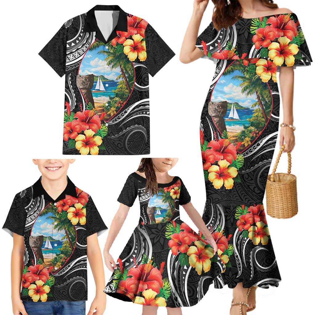 Hafa Adai Guam Family Matching Mermaid Dress and Hawaiian Shirt Guahan Seal Chamorro Stones Tribal LT9 - Polynesian Pride