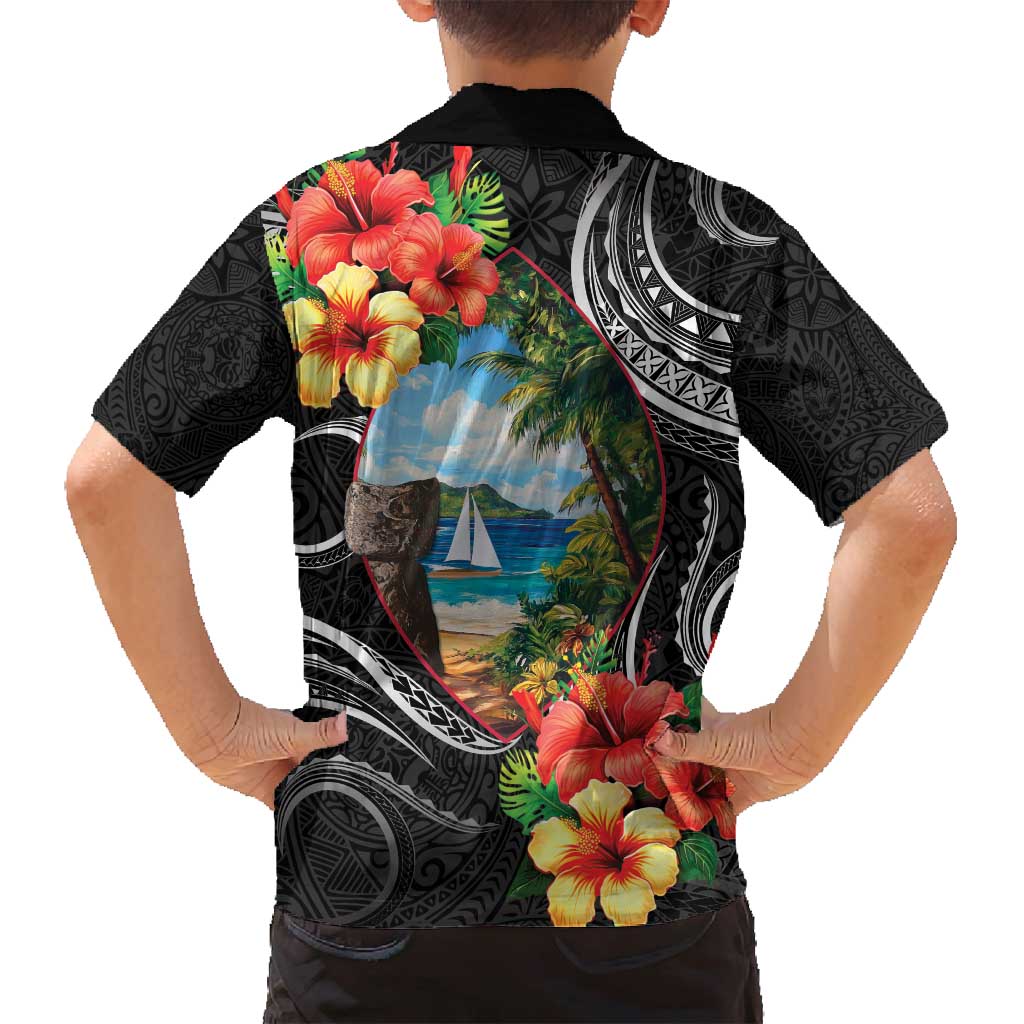 Hafa Adai Guam Family Matching Puletasi and Hawaiian Shirt Guahan Seal Chamorro Stones Tribal LT9 - Polynesian Pride