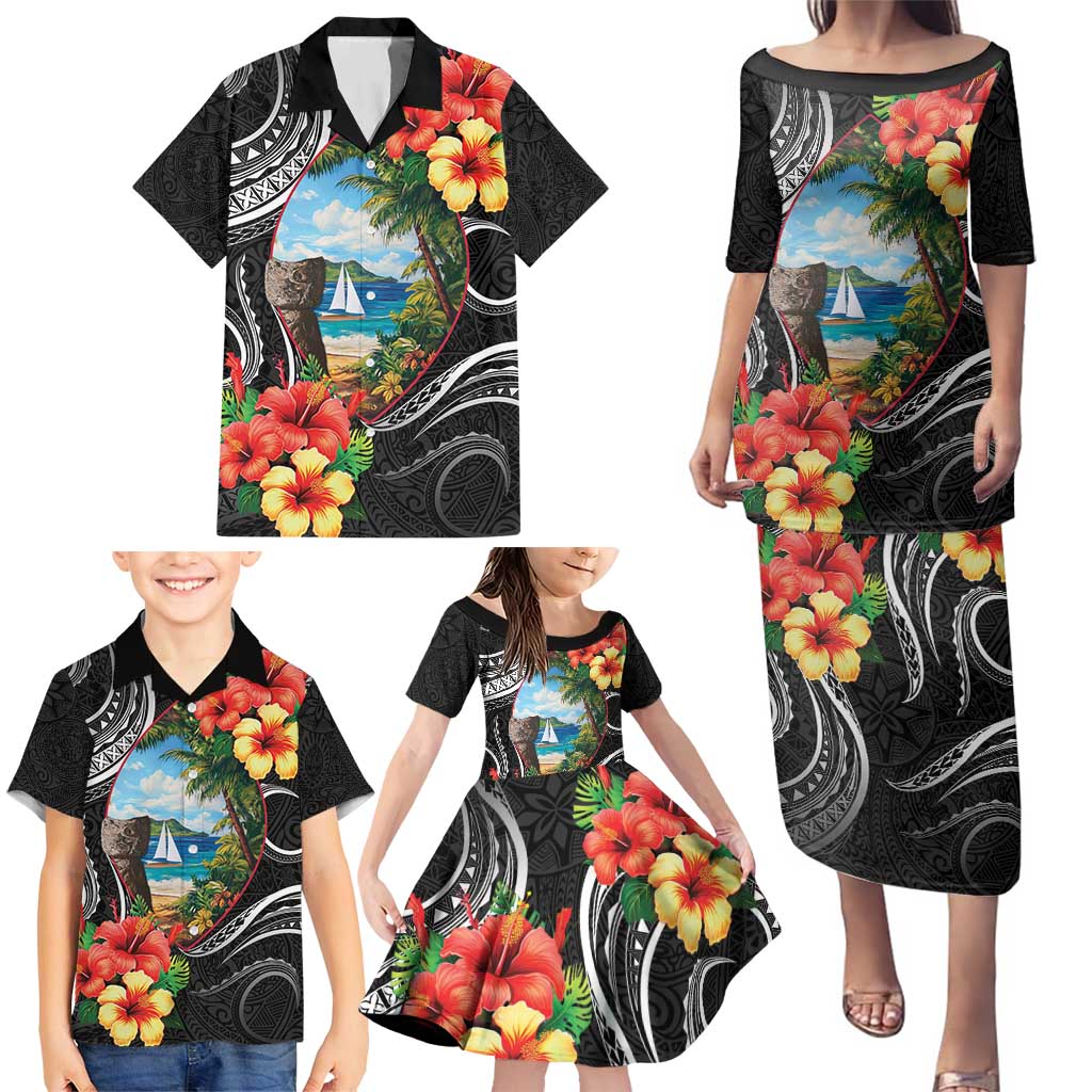 Hafa Adai Guam Family Matching Puletasi and Hawaiian Shirt Guahan Seal Chamorro Stones Tribal LT9 - Polynesian Pride