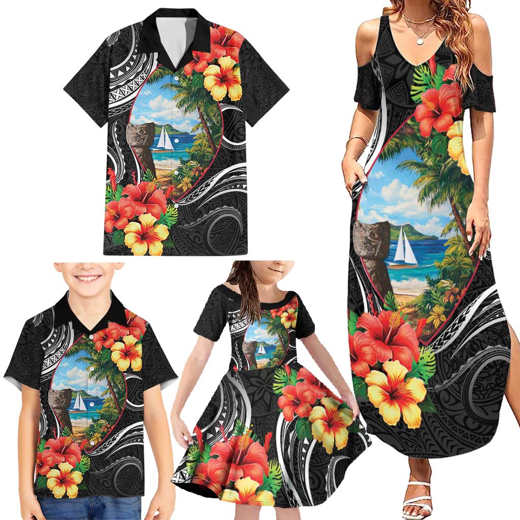 Hafa Adai Guam Family Matching Summer Maxi Dress and Hawaiian Shirt Guahan Seal Chamorro Stones Tribal LT9 - Polynesian Pride