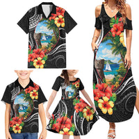 Hafa Adai Guam Family Matching Summer Maxi Dress and Hawaiian Shirt Guahan Seal Chamorro Stones Tribal LT9 - Polynesian Pride