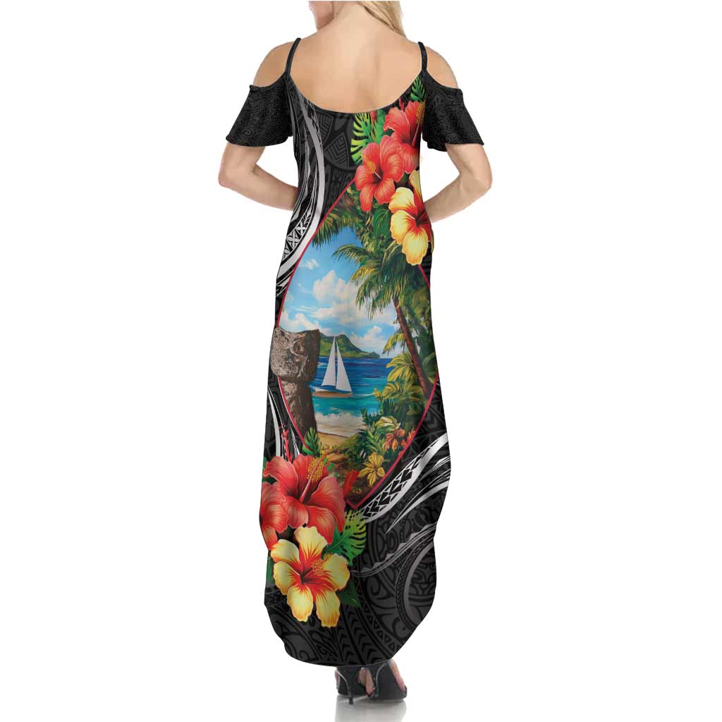 Hafa Adai Guam Family Matching Summer Maxi Dress and Hawaiian Shirt Guahan Seal Chamorro Stones Tribal LT9 - Polynesian Pride
