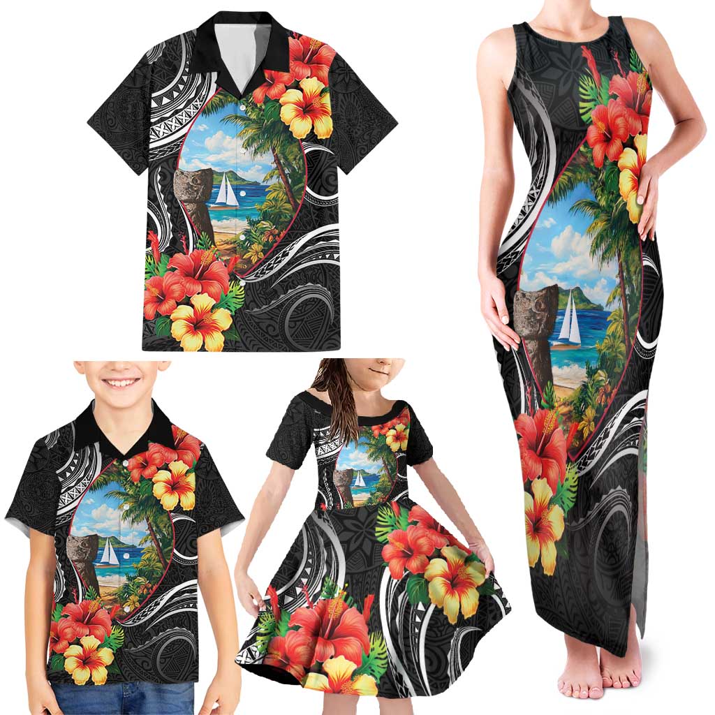 Hafa Adai Guam Family Matching Tank Maxi Dress and Hawaiian Shirt Guahan Seal Chamorro Stones Tribal LT9 - Polynesian Pride