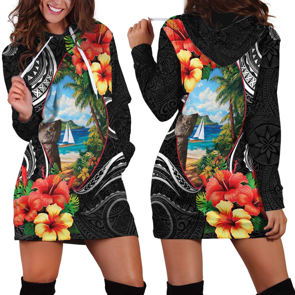 Hafa Adai Guam Hoodie Dress Guahan Seal Chamorro Stones Tribal LT9 - Polynesian Pride