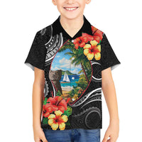 Hafa Adai Guam Kid Hawaiian Shirt Guahan Seal Chamorro Stones Tribal
