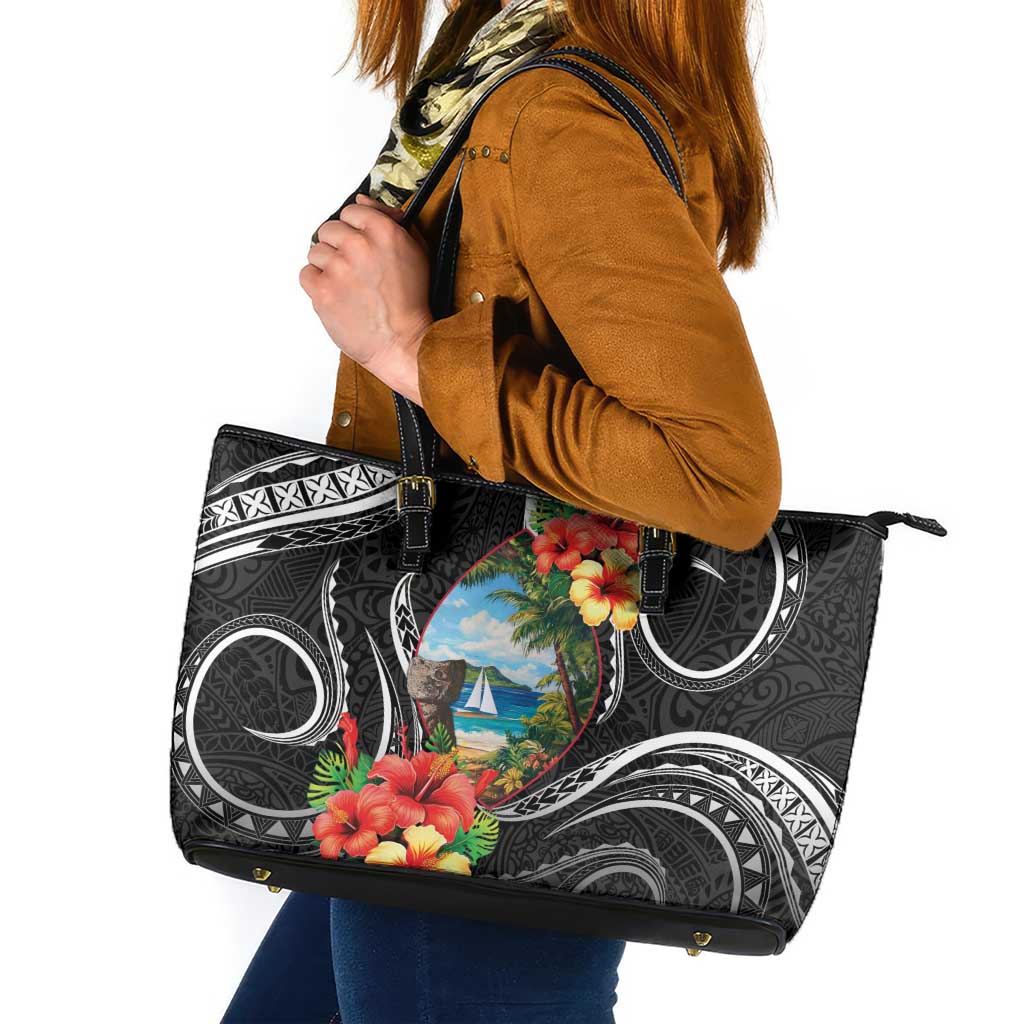 Hafa Adai Guam Leather Tote Bag Guahan Seal Chamorro Stones Tribal
