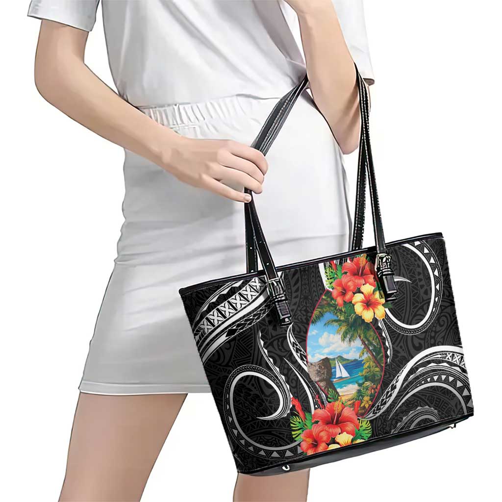 Hafa Adai Guam Leather Tote Bag Guahan Seal Chamorro Stones Tribal