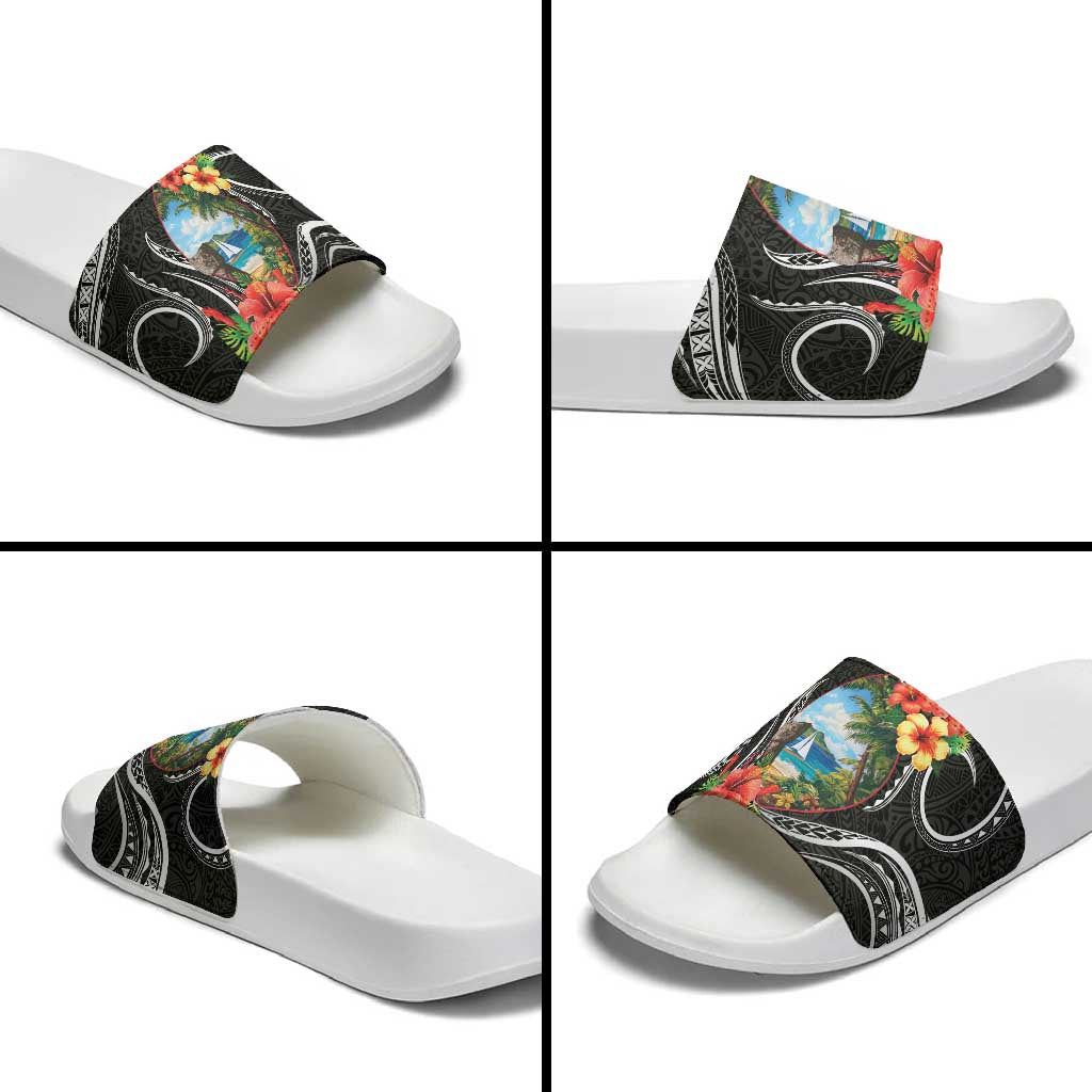 Hafa Adai Guam Slide Sandals Guahan Seal Chamorro Stones Tribal - Polynesian Pride