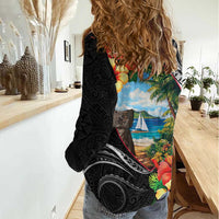 Hafa Adai Guam Women Casual Shirt Guahan Seal Chamorro Stones Tribal LT9 - Polynesian Pride