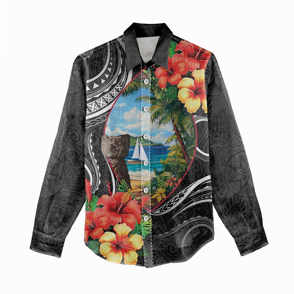 Hafa Adai Guam Women Casual Shirt Guahan Seal Chamorro Stones Tribal LT9 - Polynesian Pride