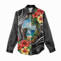 Hafa Adai Guam Women Casual Shirt Guahan Seal Chamorro Stones Tribal LT9 - Polynesian Pride