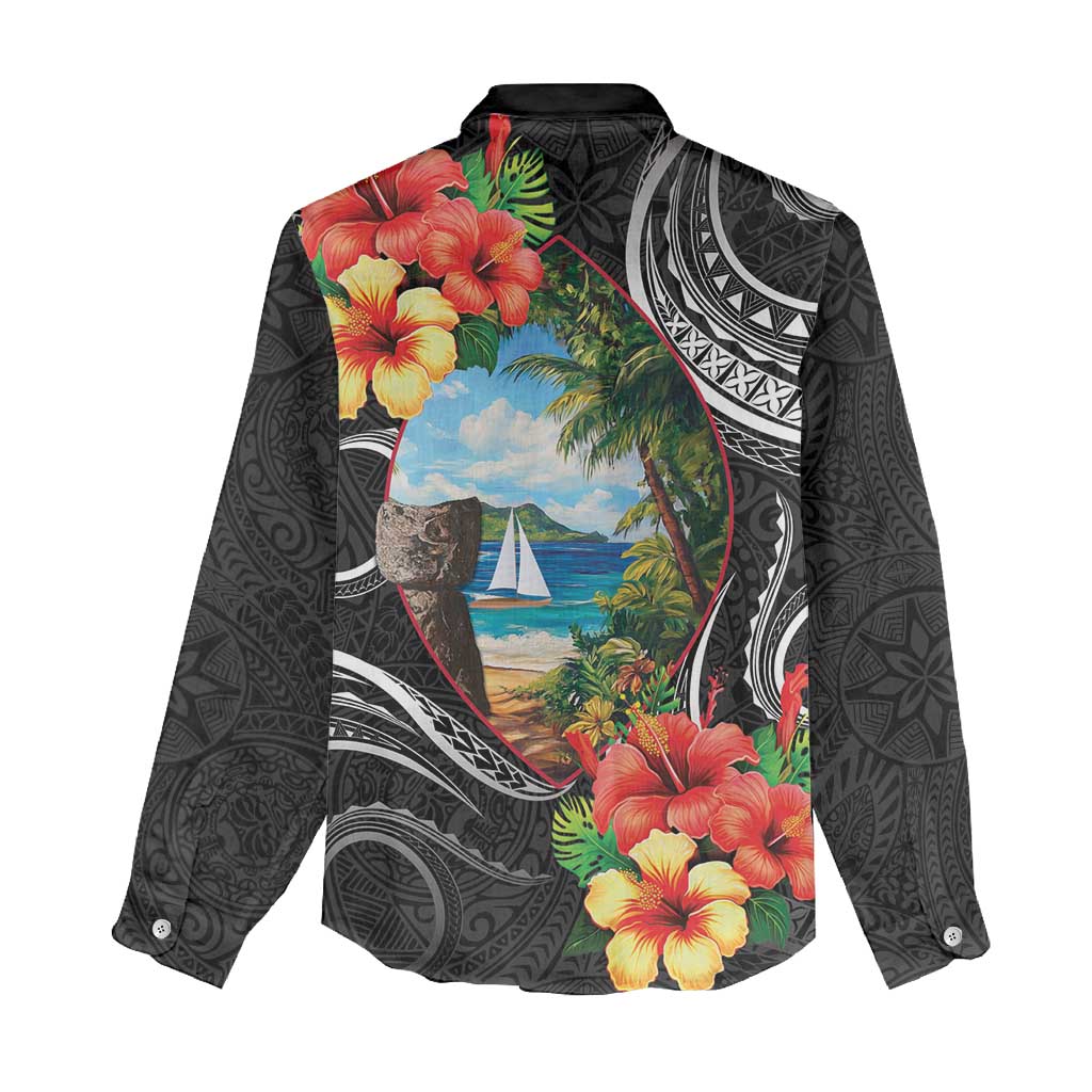 Hafa Adai Guam Women Casual Shirt Guahan Seal Chamorro Stones Tribal LT9 - Polynesian Pride