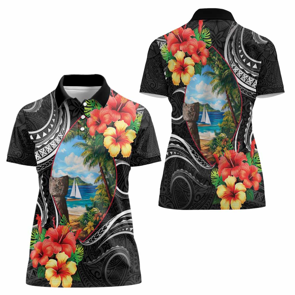 Hafa Adai Guam Women Polo Shirt Guahan Seal Chamorro Stones Tribal LT9 - Polynesian Pride