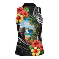 Hafa Adai Guam Women Sleeveless Polo Shirt Guahan Seal Chamorro Stones Tribal LT9 - Polynesian Pride