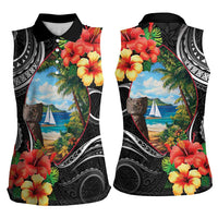 Hafa Adai Guam Women Sleeveless Polo Shirt Guahan Seal Chamorro Stones Tribal LT9 - Polynesian Pride