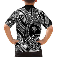 Hafa Adai Guam Inspired Tattoo Family Matching Off The Shoulder Long Sleeve Dress and Hawaiian Shirt LT9 - Polynesian Pride