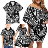 Hafa Adai Guam Inspired Tattoo Family Matching Off Shoulder Short Dress and Hawaiian Shirt LT9 - Polynesian Pride