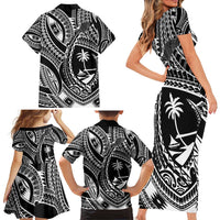 Hafa Adai Guam Inspired Tattoo Family Matching Short Sleeve Bodycon Dress and Hawaiian Shirt LT9 - Polynesian Pride