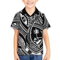 Hafa Adai Guam Inspired Tattoo Family Matching Short Sleeve Bodycon Dress and Hawaiian Shirt LT9 Son's Shirt Black - Polynesian Pride