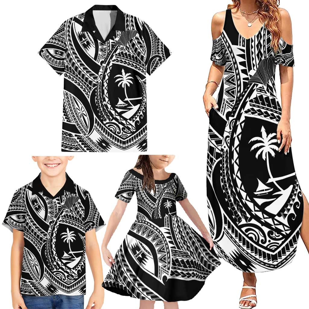 Hafa Adai Guam Inspired Tattoo Family Matching Summer Maxi Dress and Hawaiian Shirt LT9 - Polynesian Pride