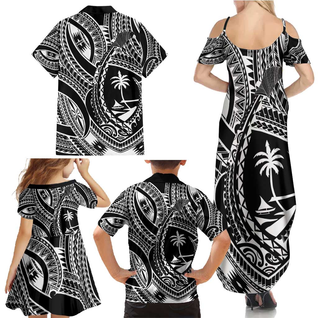 Hafa Adai Guam Inspired Tattoo Family Matching Summer Maxi Dress and Hawaiian Shirt LT9 - Polynesian Pride