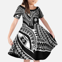 Hafa Adai Guam Inspired Tattoo Family Matching Tank Maxi Dress and Hawaiian Shirt LT9 Daughter's Dress Black - Polynesian Pride
