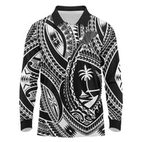 Hafa Adai Guam Inspired Tattoo Long Sleeve Polo Shirt LT9 Black - Polynesian Pride