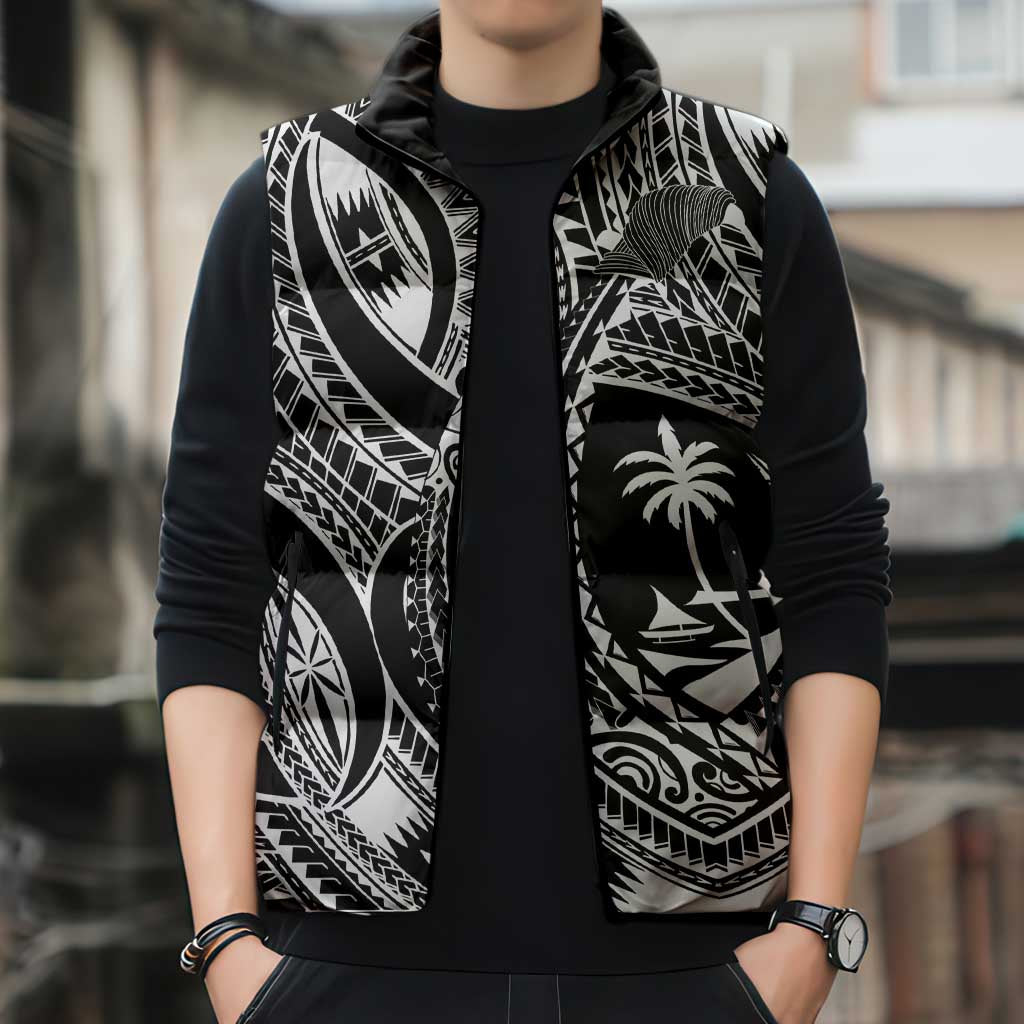 Hafa Adai Guam Inspired Tattoo Sleeveless Puffer Jacket - Polynesian Pride
