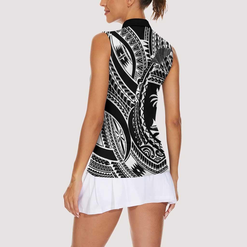 Hafa Adai Guam Inspired Tattoo Women Sleeveless Polo Shirt