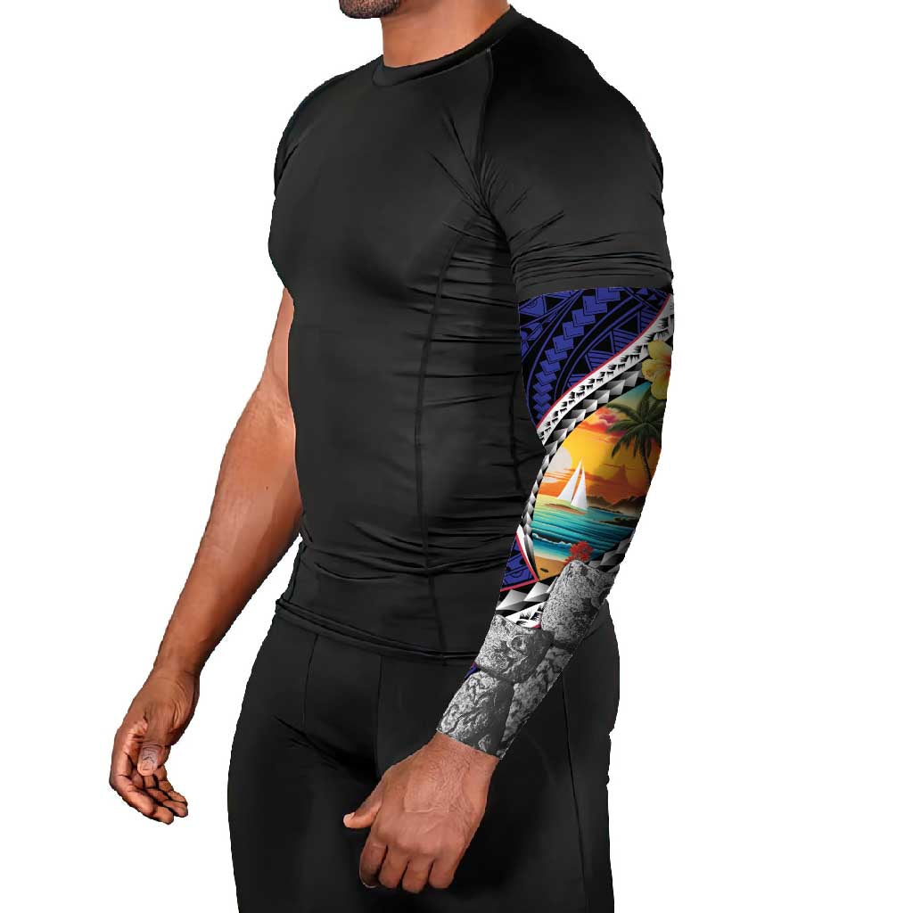 Hafa Adai Guam Seal Latte Stones Artwork Arm Sleeves - Polynesian Pride